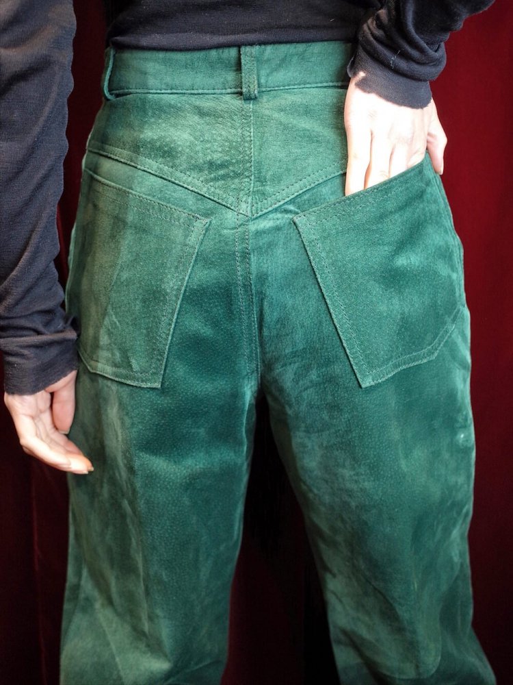 Green Suede Leather Pants