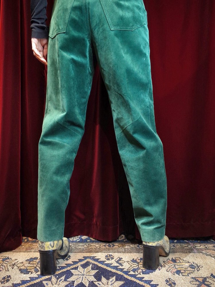 Green Suede Leather Pants