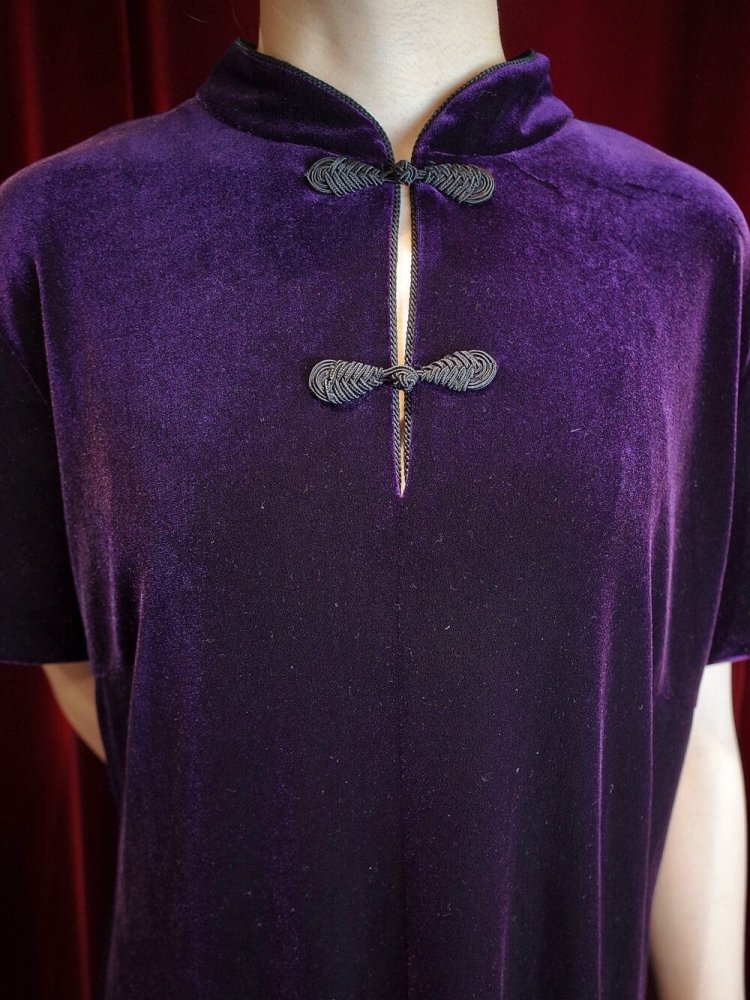 Deep Purple Velvet China Dress