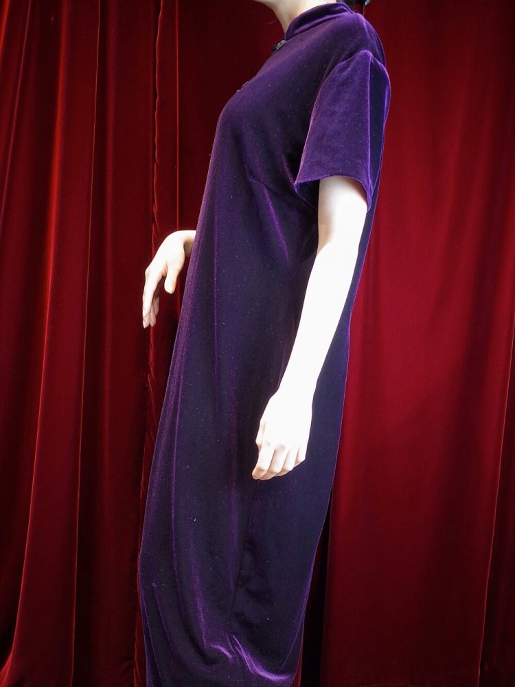 Deep Purple Velvet China Dress