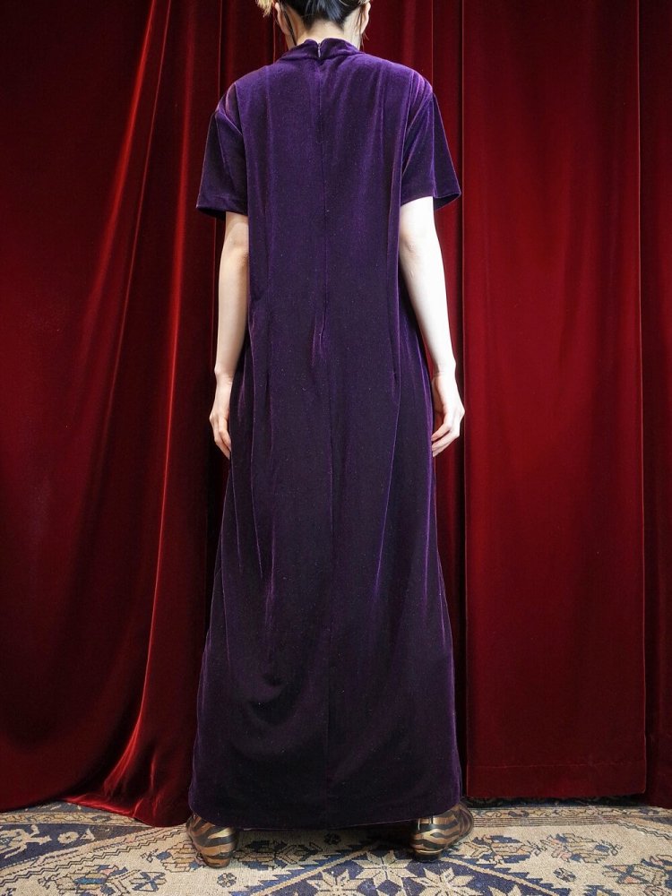 Deep Purple Velvet China Dress