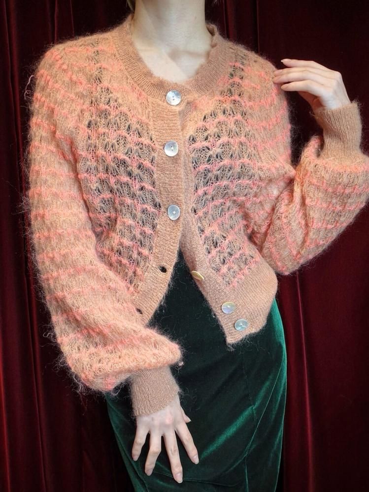 Sheer Mohair Short Cardigan