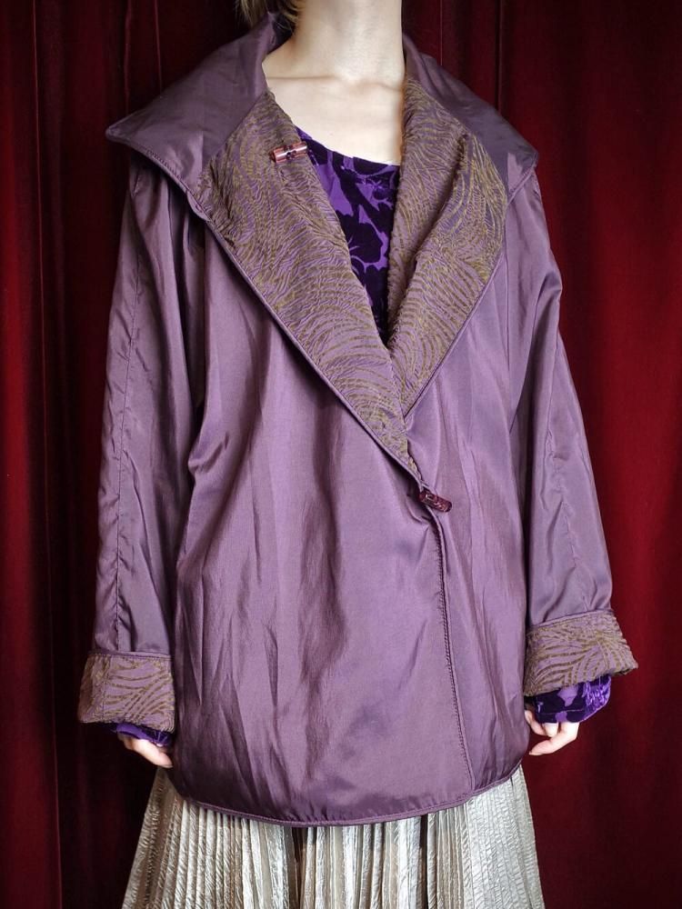 Deep Purple  Deep Green Abstract Pattern Coat