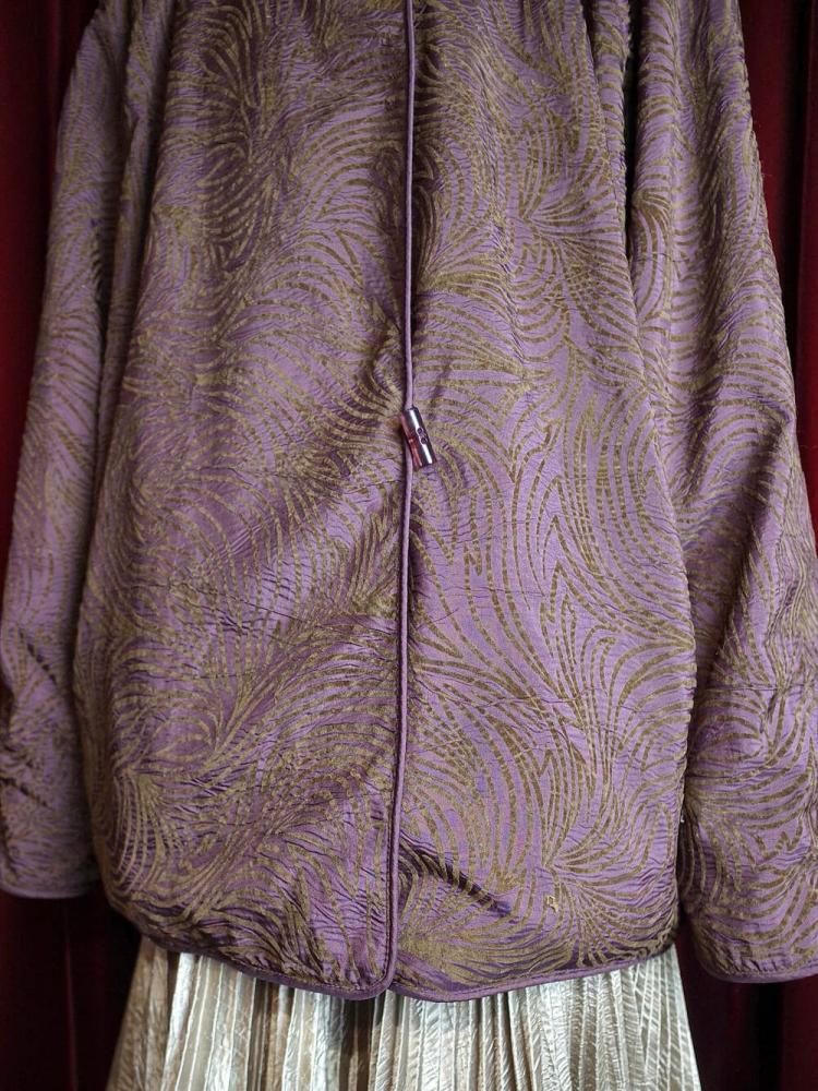 Deep Purple  Deep Green Abstract Pattern Coat