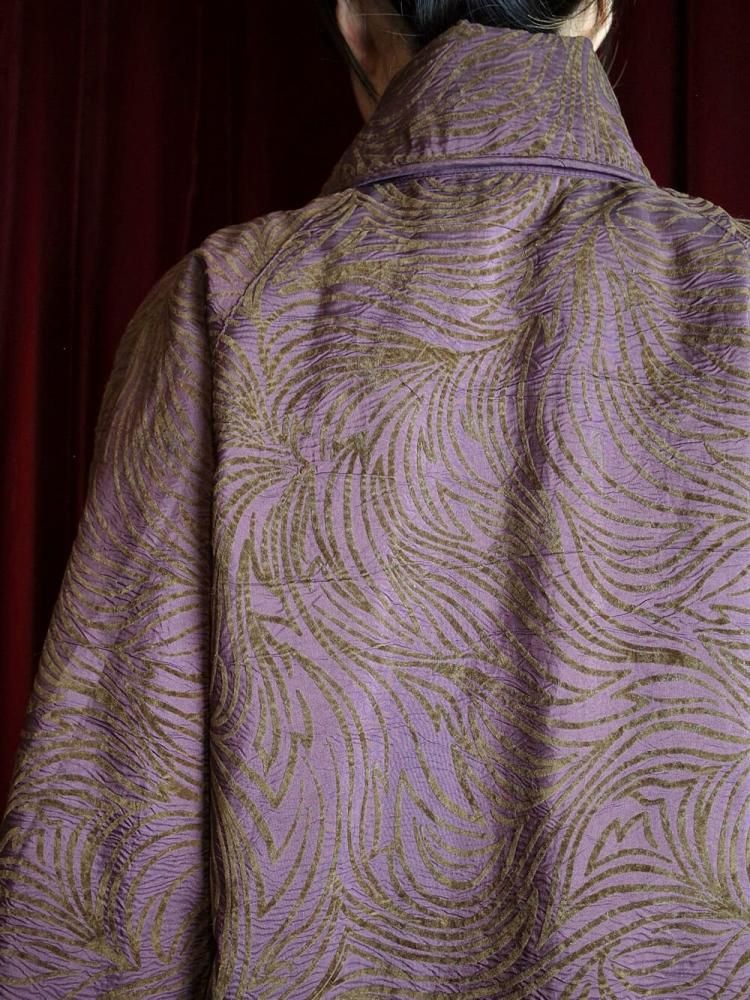 Deep Purple  Deep Green Abstract Pattern Coat