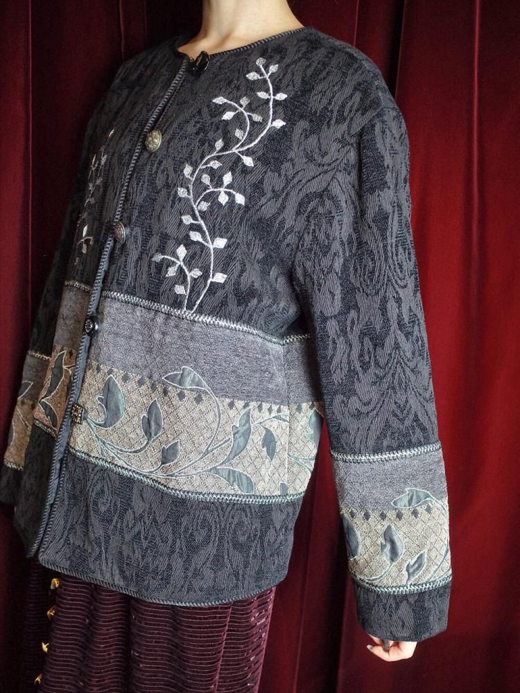 "Embroidery & Custom Buttons" Arabesque Gobelin Jacket