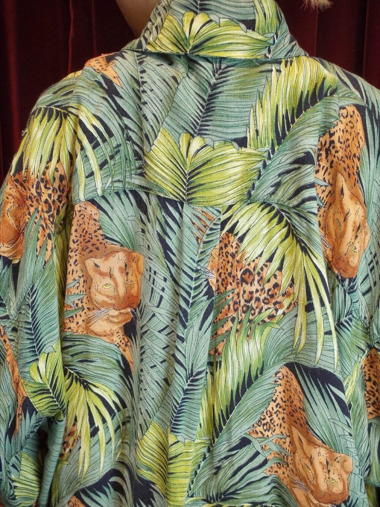 "Panther Hiding In The Jungle" Drape Rayon Shirt