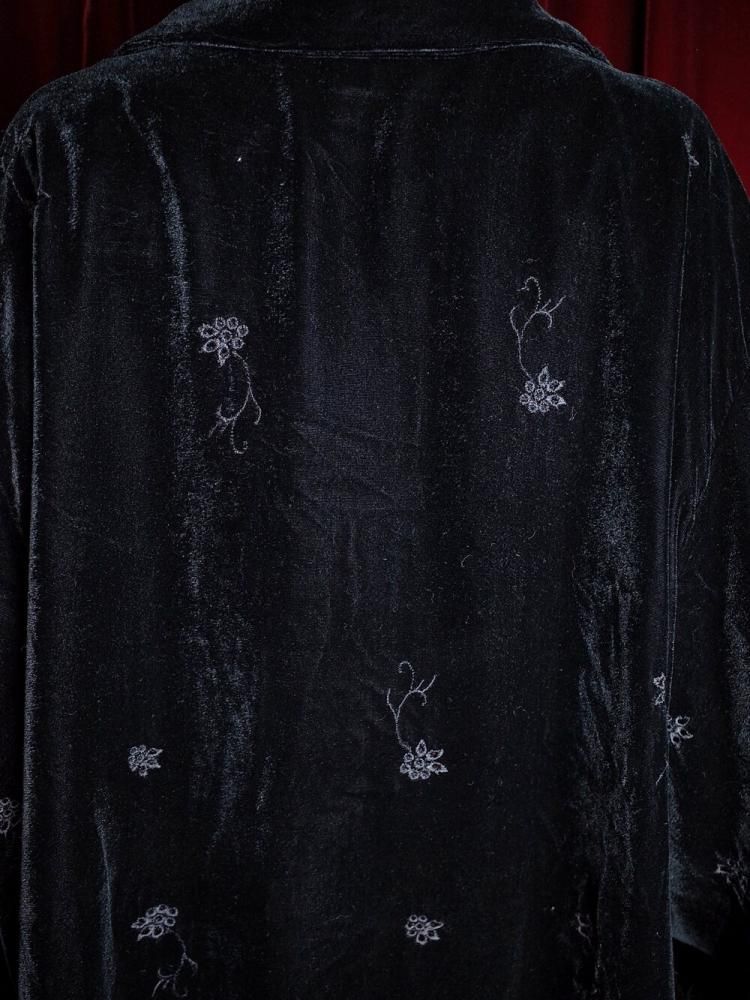 Black Velvet Eyelet Embroidery Shirt