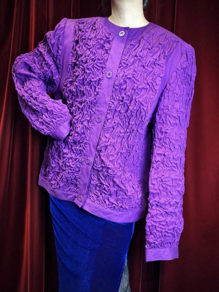 c.1980s "BIS BIS / GENE EWING  I.MAGNIN" Shirring Purple Jacket