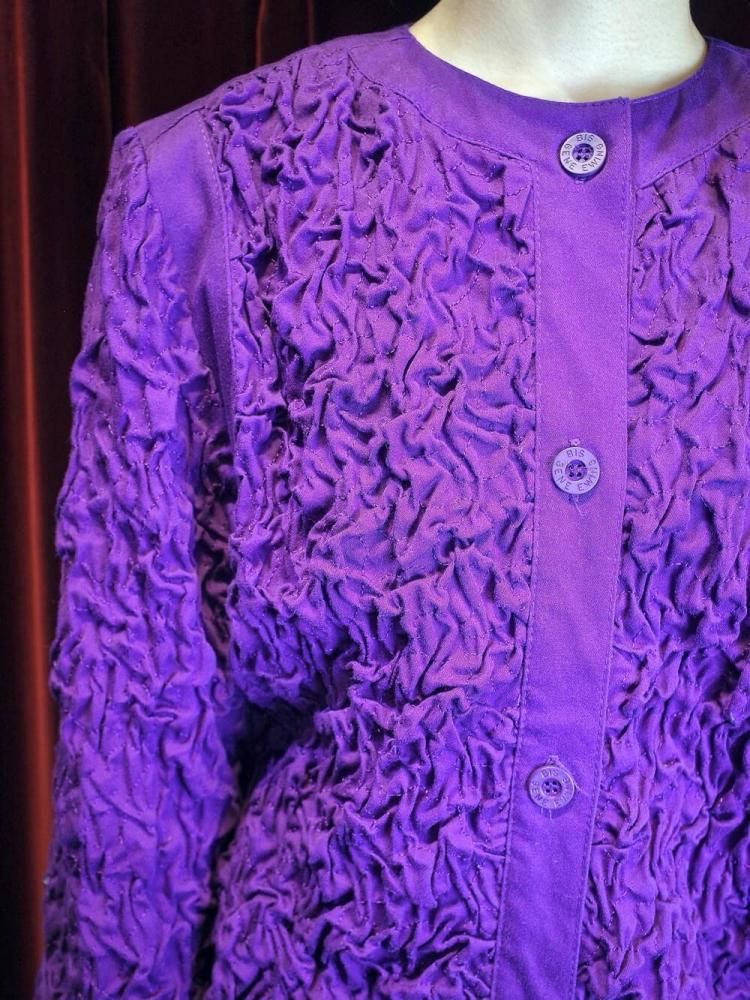 c.1980s "BIS BIS / GENE EWING  I.MAGNIN" Shirring Purple Jacket