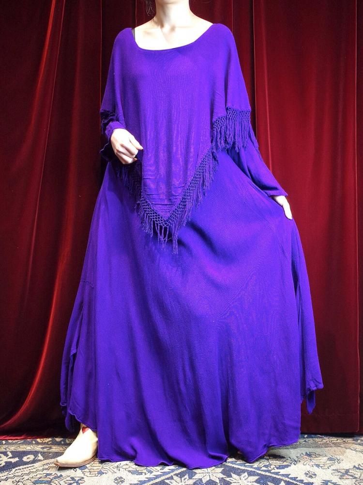 Purple Rayon Fringe Dress