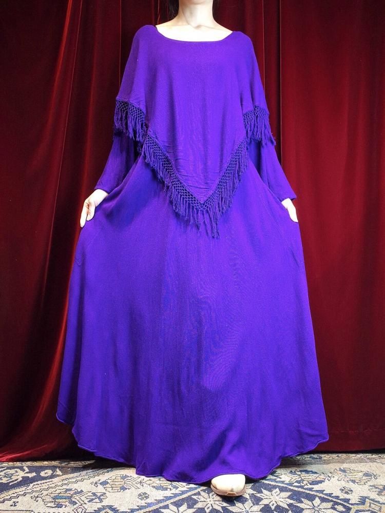 Purple Rayon Fringe Dress