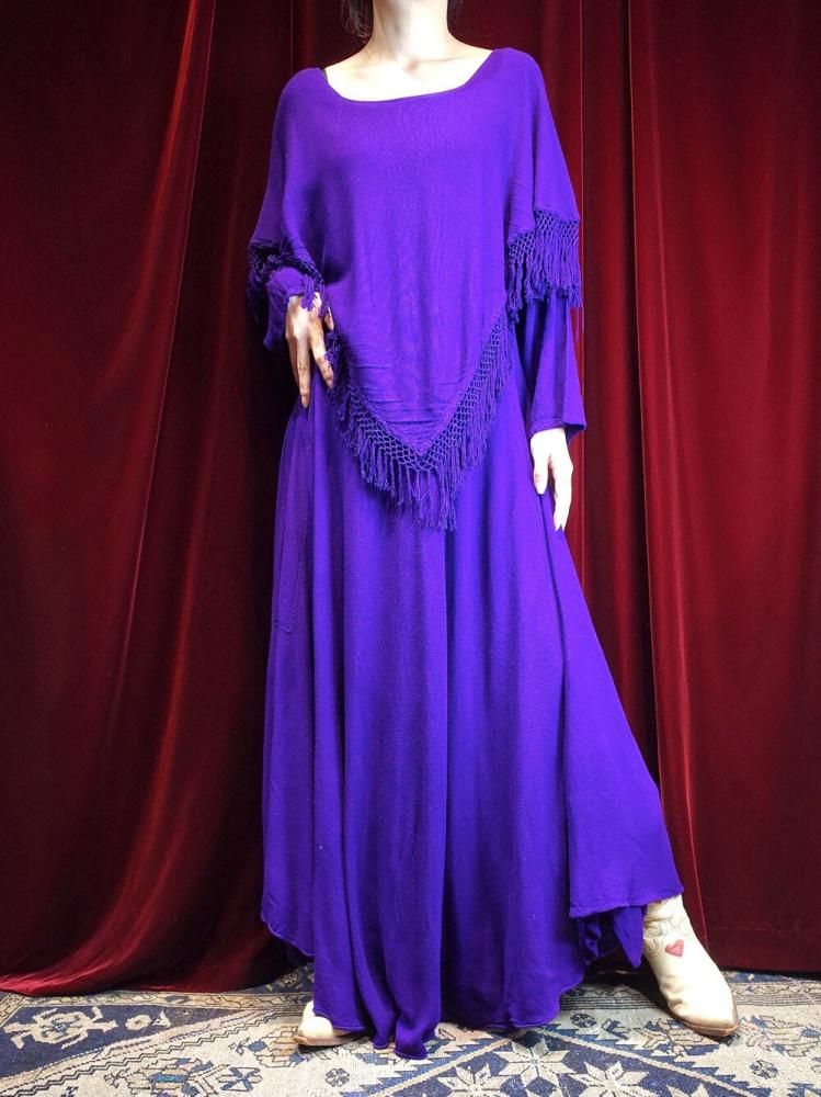 Purple Rayon Fringe Dress