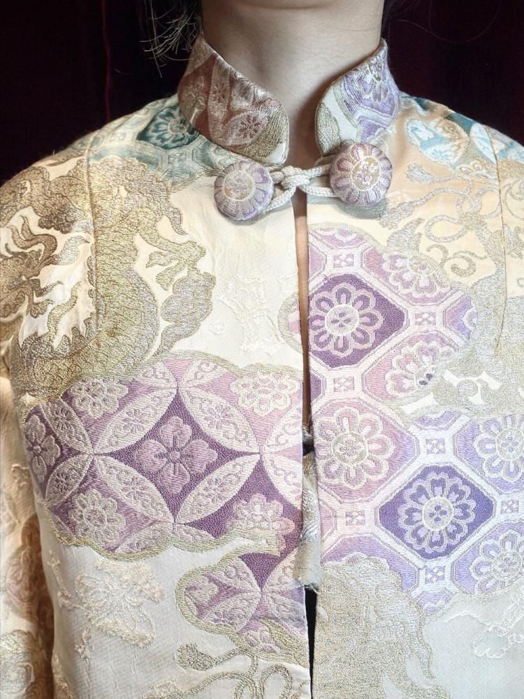 c.1940~50s "Dragon & Phoenix" Silk Jacquard China Jacket