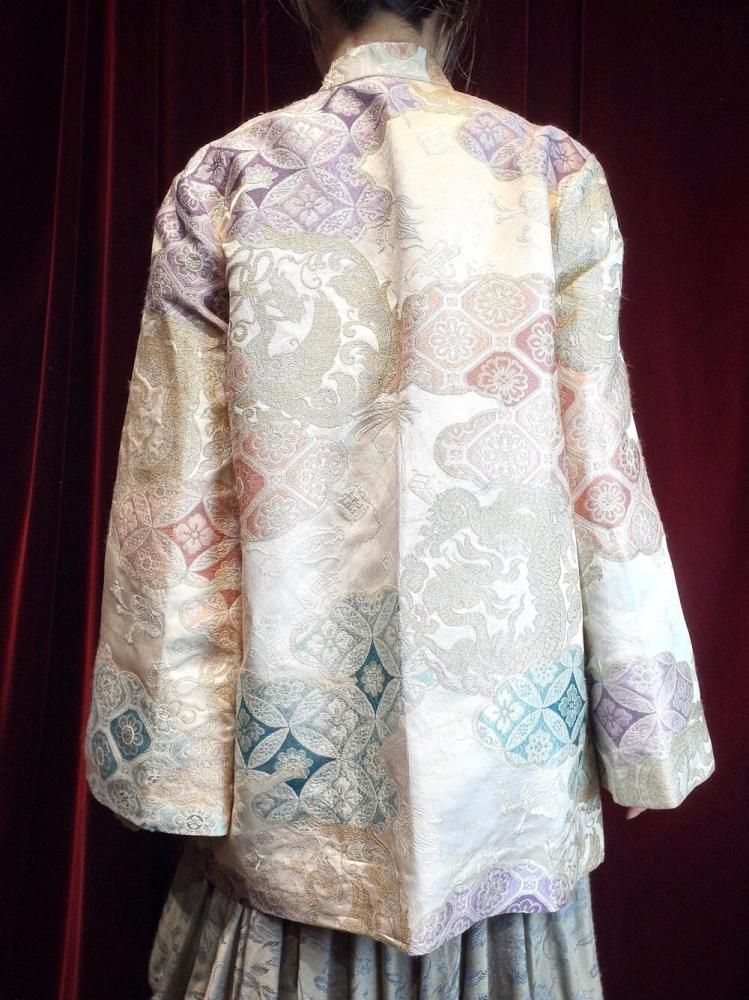 c.1940~50s "Dragon & Phoenix" Silk Jacquard China Jacket