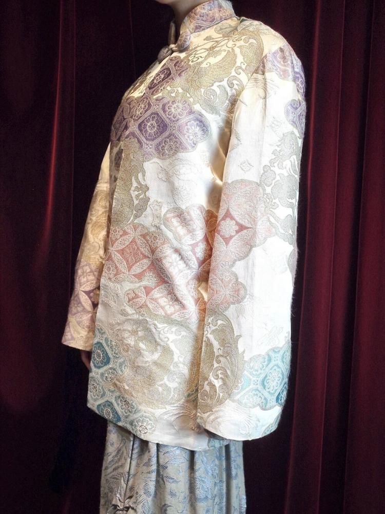 c.1940~50s "Dragon & Phoenix" Silk Jacquard China Jacket