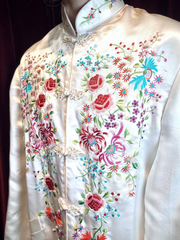 Hand Embroidery White China Jacket