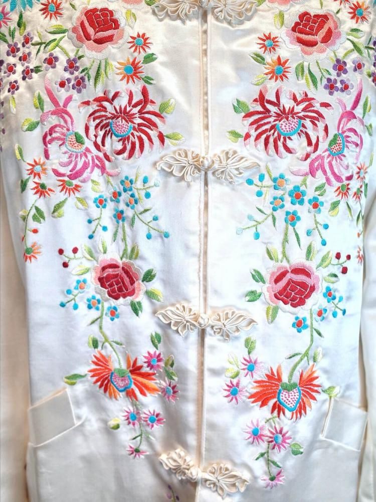 Hand Embroidery White China Jacket