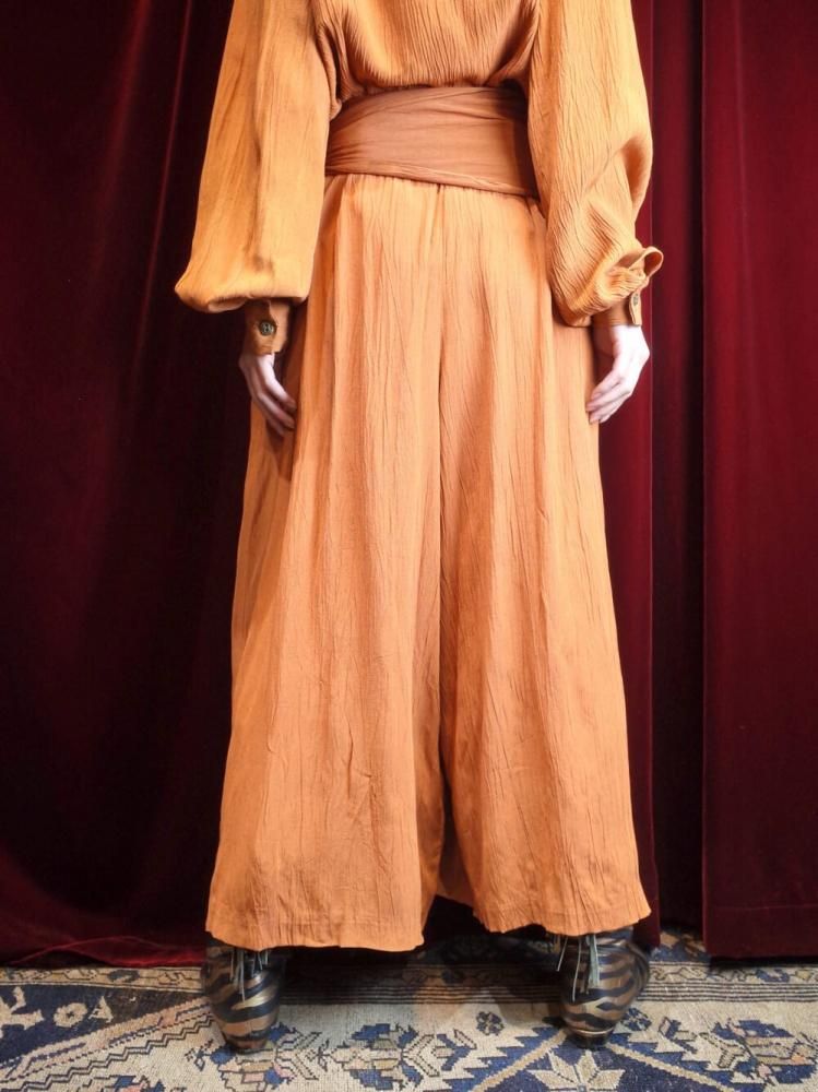 Smokey Orange Rayon Blouse & Wide Pants Setup