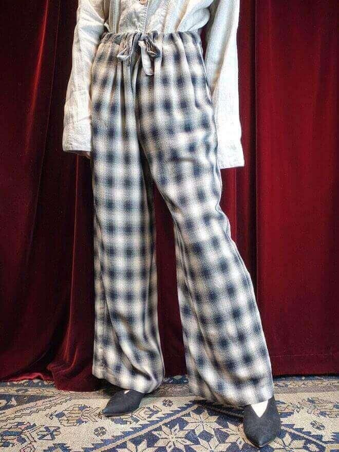 Ombre Check Baggy Pants