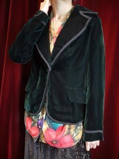 Deep Green Velvet Short Length Tailored Jacket
