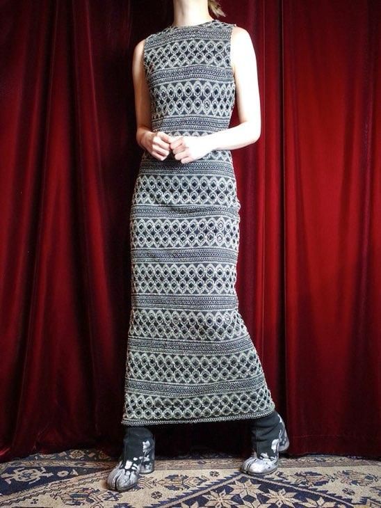Classic Pattern & Bijou Buck Slit Dress