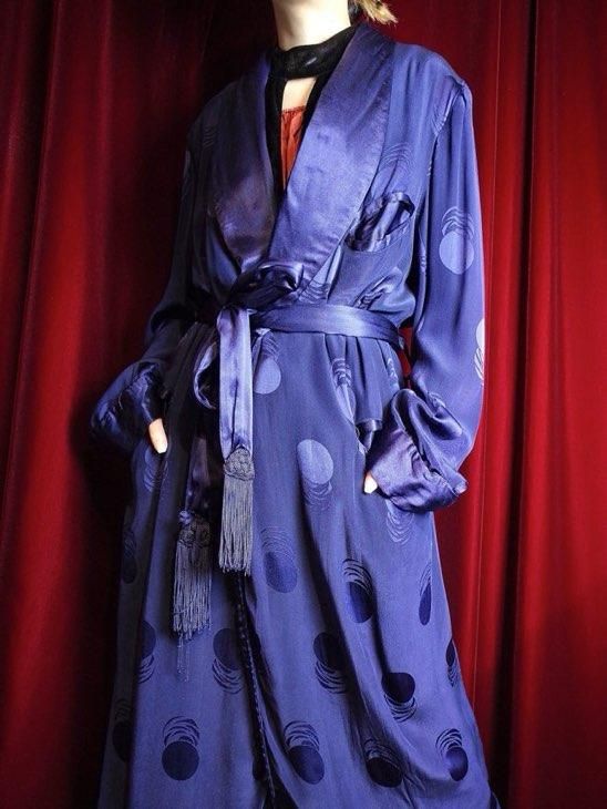c.1950s Deep Navy Smoking Gown