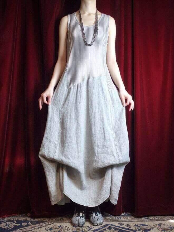 Rib & Linen Deformation Dress