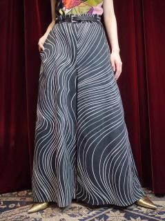 Wave Pattern Wide Pants / Black & White