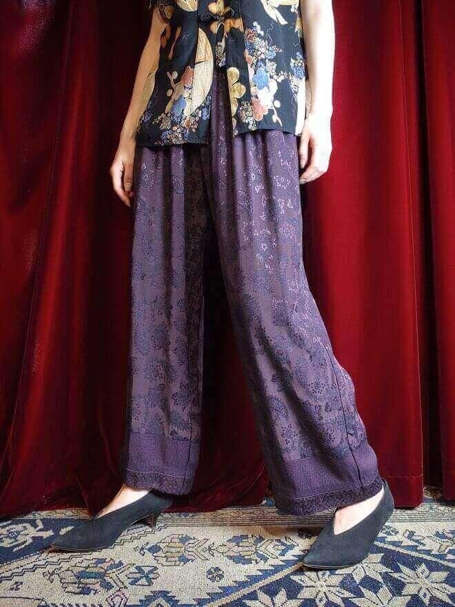 Deep Purple Paisley Jacquard Pants