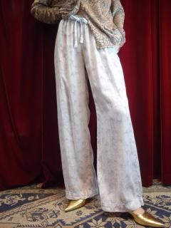 White Flower Silk Pants