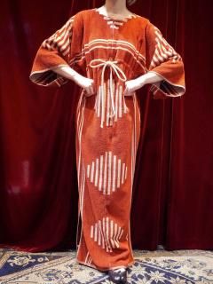 c.1970s Modern Pile Dress / Beautiful Brick Color