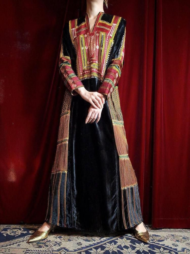 Exotic Embroidery Velvet Dress