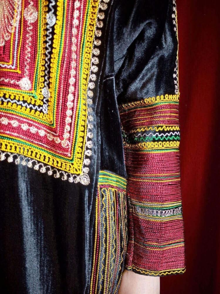 Exotic Embroidery Velvet Dress