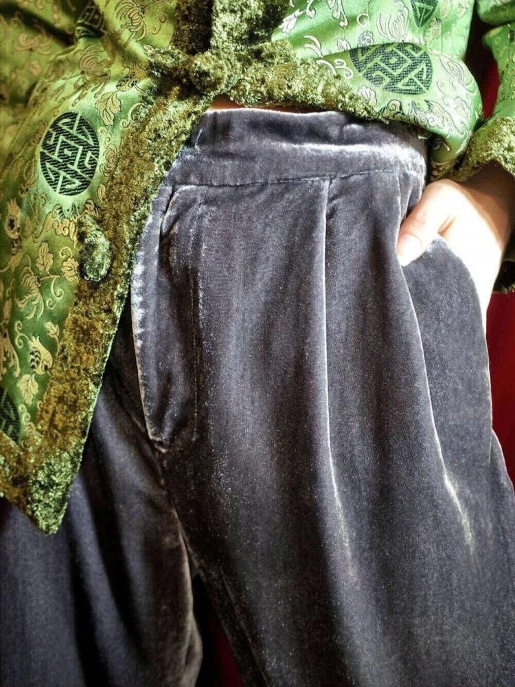 Silver Gray Velvet Pants