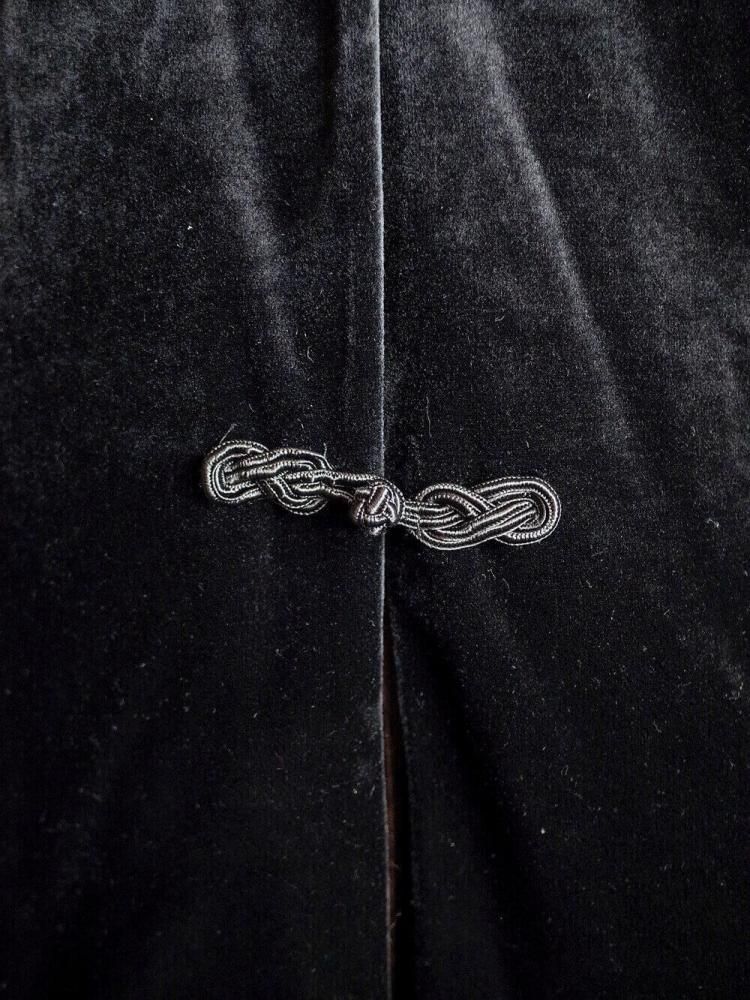 Black Velvet Collarless China Shirt