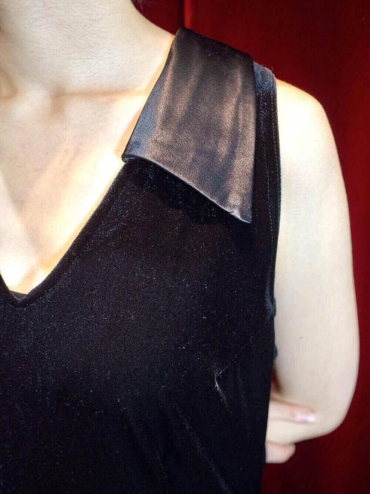 Black Velvet  Satin Collar Dress