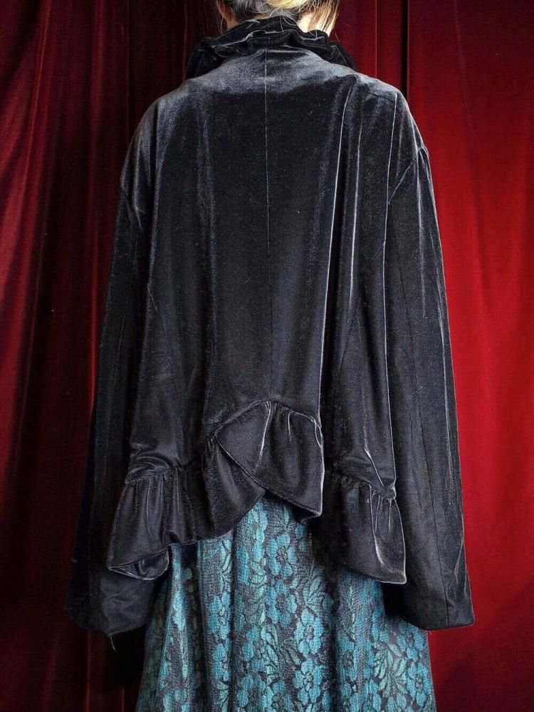 Black Velvet Ruffle Gown
