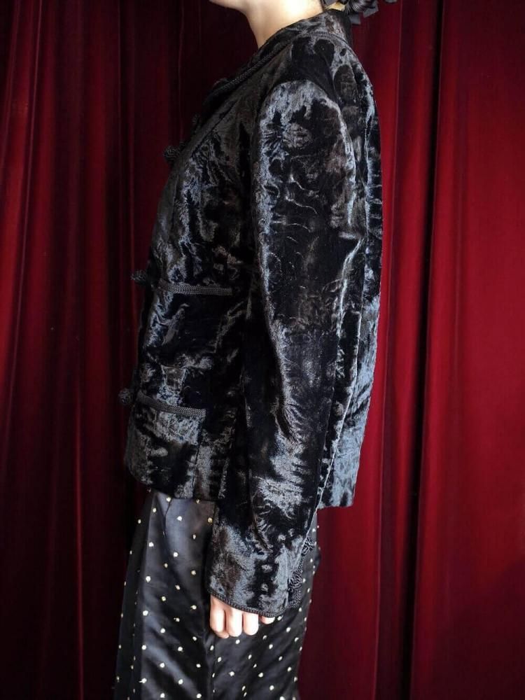c.1950s Black Velvet China Toggle jacket
