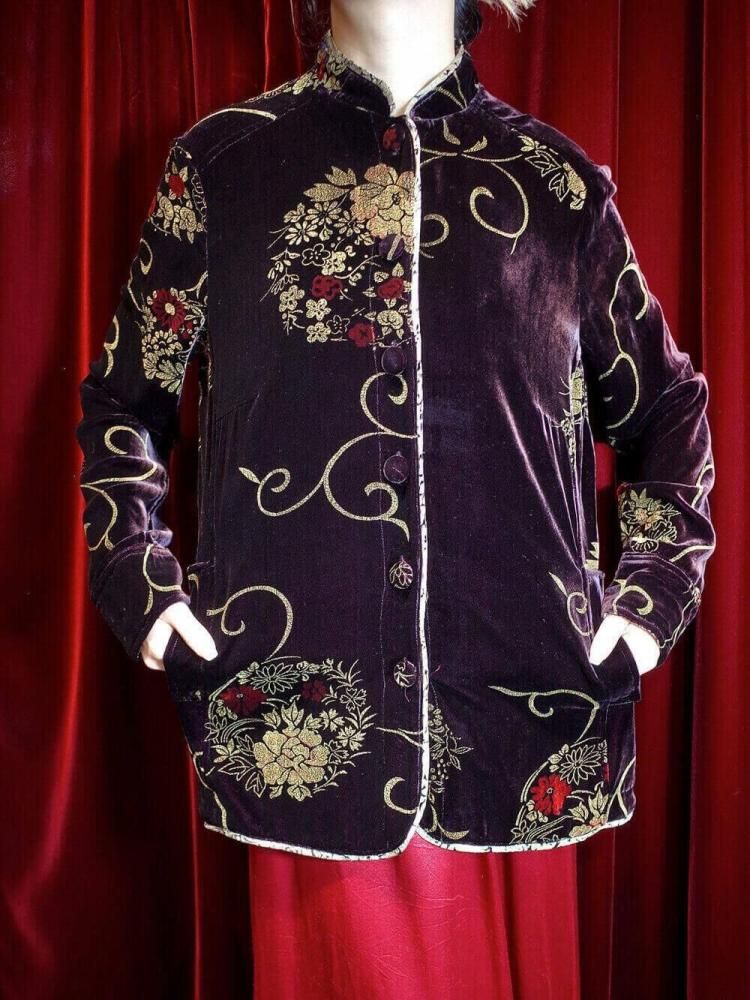 ヴィンテージ オリエンタル シルクベルベット チャイナジャケット