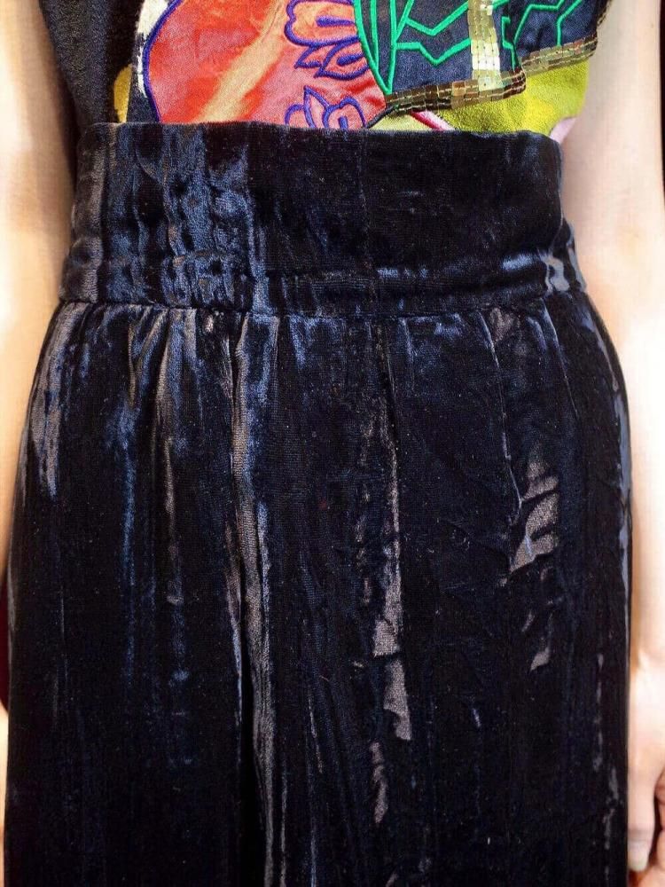 ~c.1980sSAINT LAURENT rive gauche /  Black Velvet Skirt