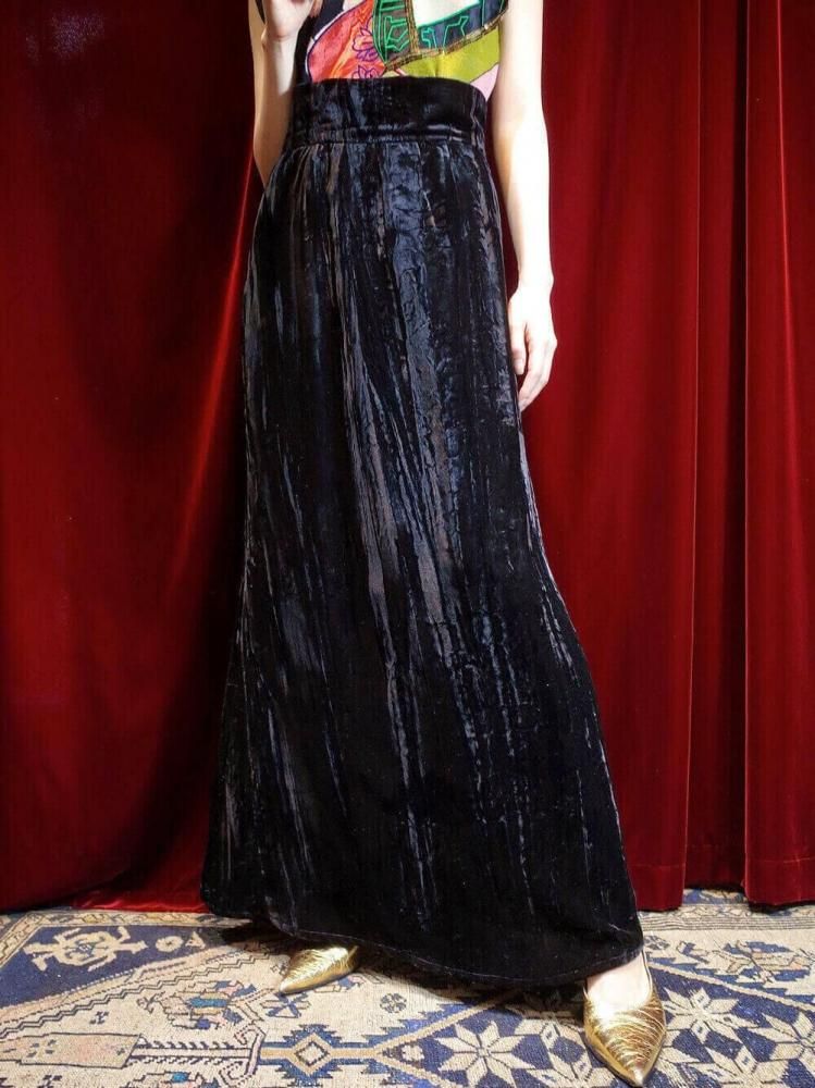 ~c.1980sSAINT LAURENT rive gauche /  Black Velvet Skirt