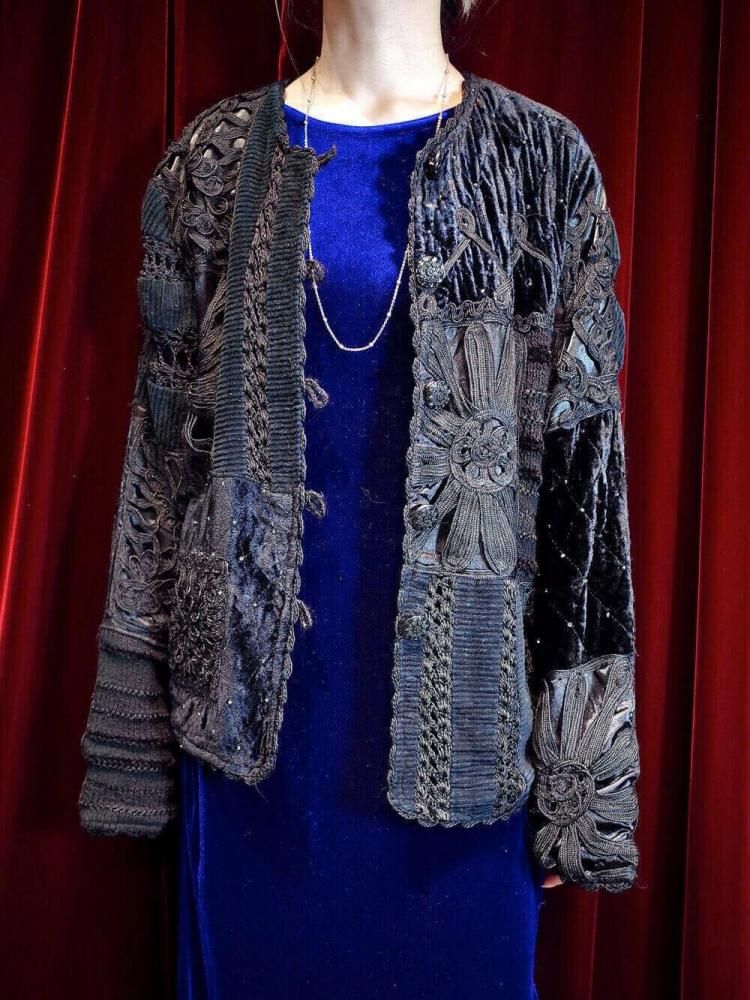 Quilting & Velvet & Code Switch Jacket