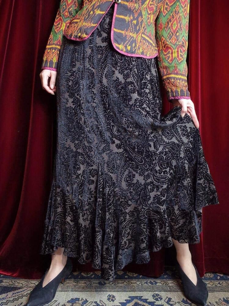 Paisley Velvet  Sheer Mermaid Skirt