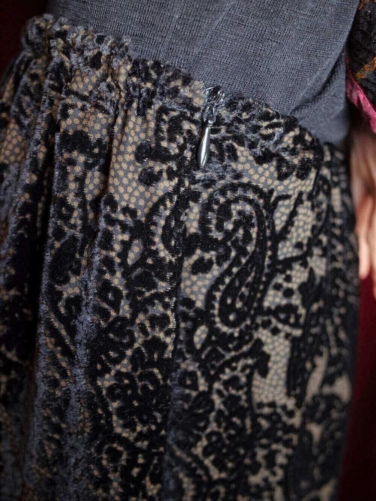 Paisley Velvet  Sheer Mermaid Skirt