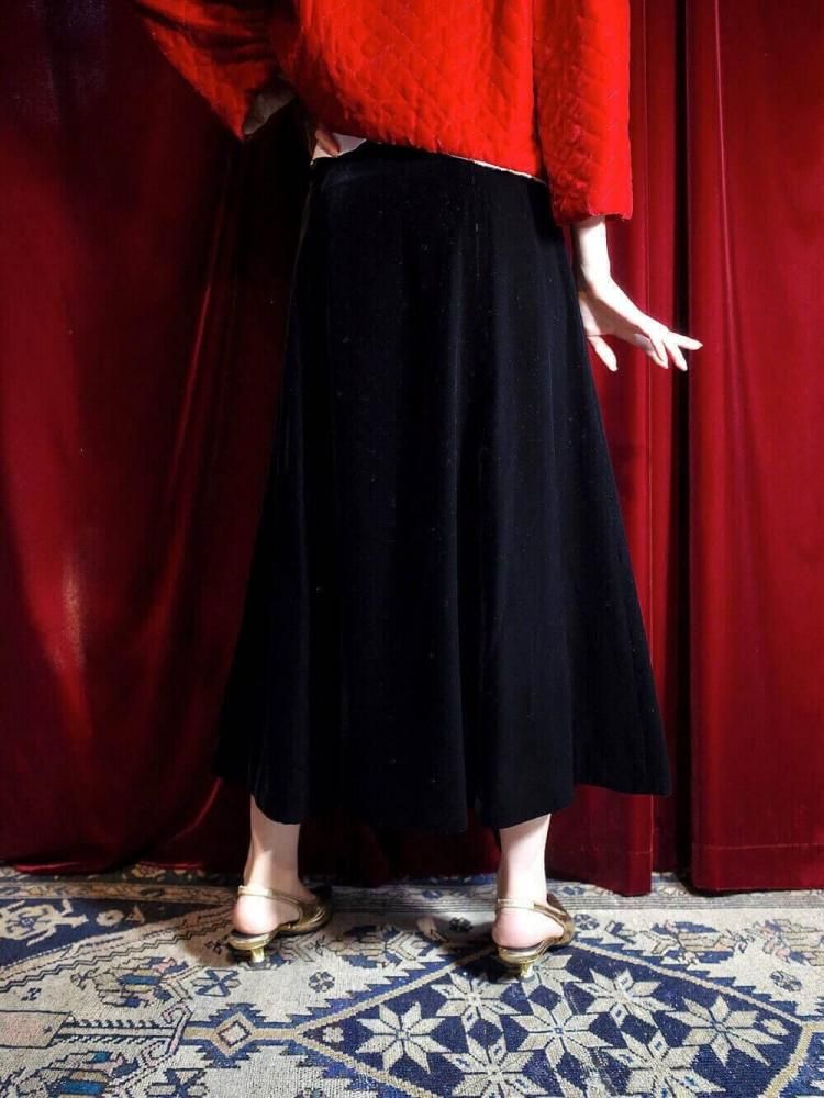 Black Velvet Button Skirt
