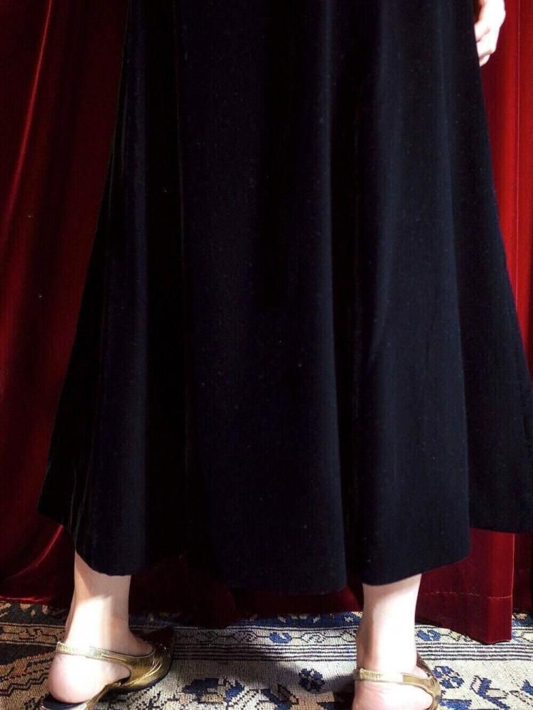 Black Velvet Button Skirt