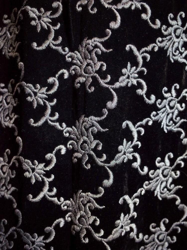 Baroque Embroidery Black Velvet Skirt