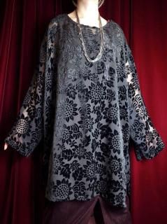 Black Velvet & Sheer Big Silhouette Cut Sewn