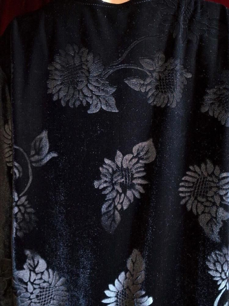 Black Floral Velvet Cut Sewn